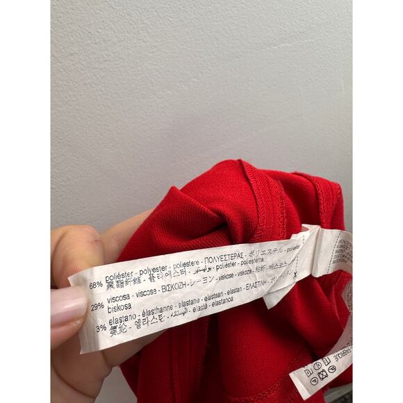 ZARA Red Bodycon Dress Crew Neck Double Slit Short Sleeve 2636 703 Size Small S - Picture 9 of 10